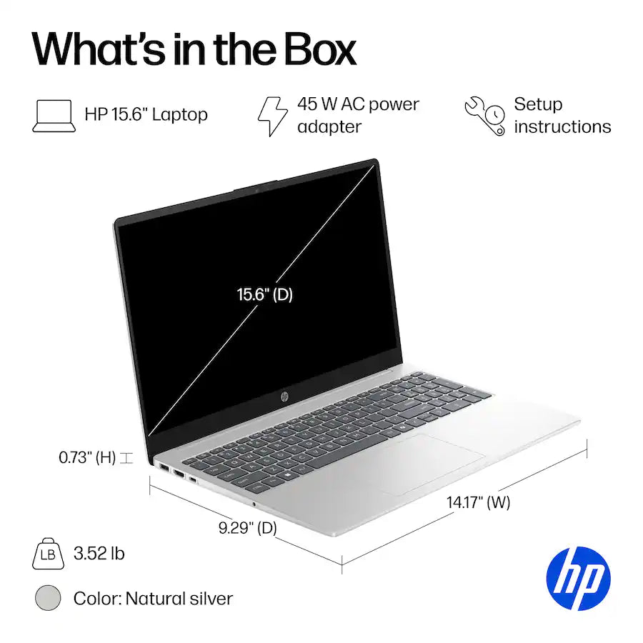 HP 15.6" Laptop, 13th Gen i3 Processor (8GB RAM - 128GB Storage)